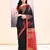 Women's black temple border embellished cotton blend jamdani saree