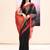 Women's black temple border embellished cotton blend jamdani saree