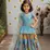 Alluring Heavy Chinon Silk Embroidery And Printed Sky Blue Readymade Lehenga Choli