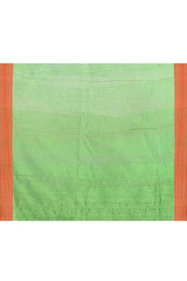 Women's blue temple border embellished cotton blend jamdani saree 5