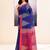 Women's blue temple border embellished cotton blend jamdani saree