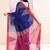Women's blue temple border embellished cotton blend jamdani saree