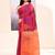 Women's rani temple border embellished cotton blend jamdani saree