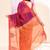 Women's rani temple border embellished cotton blend jamdani saree