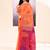 Women's orange temple border embellished cotton blend jamdani saree