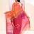 Women's orange temple border embellished cotton blend jamdani saree