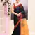 Women's black temple border embellished cotton blend jamdani saree
