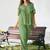 Olive green ruffle top and pants co-ord set
