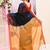 Women's black temple border embellished cotton blend jamdani saree