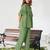 Olive green ruffle top and pants co-ord set