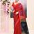 Women's maroon temple border embellished cotton blend jamdani saree