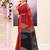 Women's maroon temple border embellished cotton blend jamdani saree