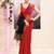 Women's maroon temple border embellished cotton blend jamdani saree