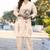 Cream cotton blend printed co-ord set