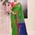 Women's green temple border embellished cotton blend jamdani saree