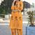 Orange cotton blend printed co-ord set