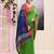 Women's green temple border embellished cotton blend jamdani saree