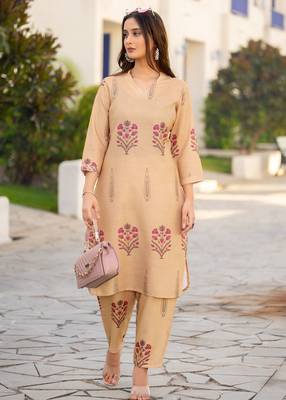 Brown cotton bland printed co-ord set 1