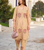 Brown cotton bland printed co-ord set