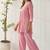 Pink pure cotton schiffli embroidered fit & flare co-ord set