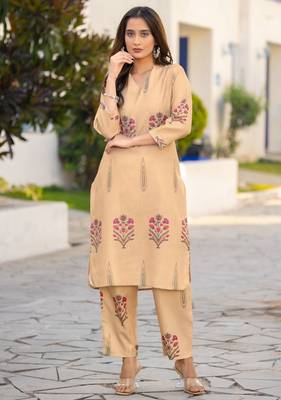 Brown cotton bland printed co-ord set 2