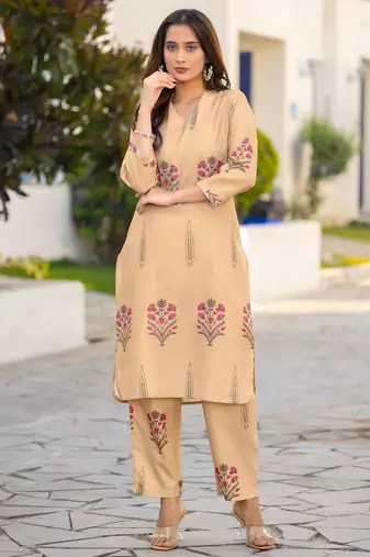 Brown cotton bland printed co-ord set