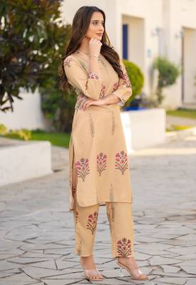 Brown cotton bland printed co-ord set 3