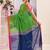 Women's green temple border embellished cotton blend jamdani saree