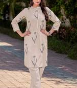 Cream cotton bland printed co-ord set