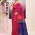 Women's pink temple border embellished cotton blend jamdani saree