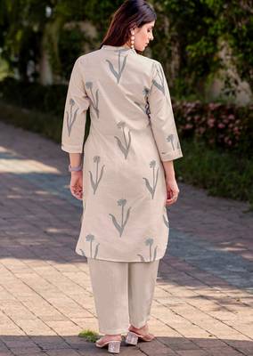 Cream cotton bland printed co-ord set 2