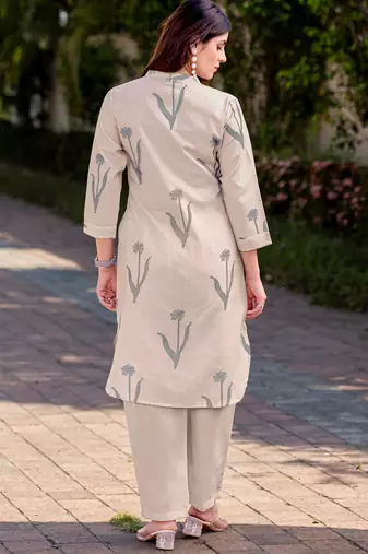 Cream cotton bland printed co-ord set