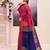 Women's pink temple border embellished cotton blend jamdani saree