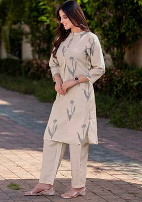 Cream cotton bland printed co-ord set 4