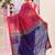 Women's pink temple border embellished cotton blend jamdani saree