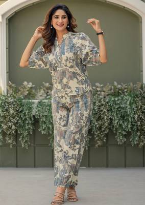 Multicolour viscose reyon printed top and pant co-ord set 3
