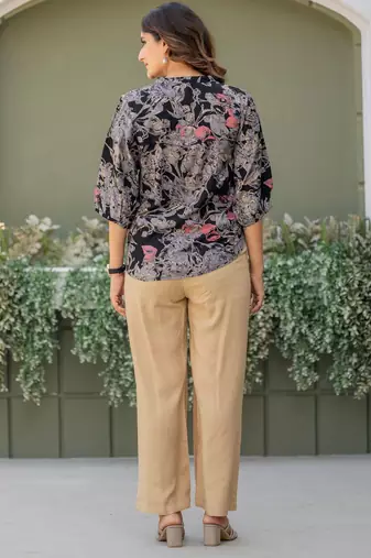 Multicolour viscose reyon printed top and pant co-ord set