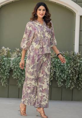 Multicolour viscose reyon printed top and pant co-ord set 3