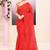 Women's red self sequins embellished cotton blend jamdani saree