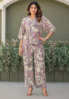 Multicolour viscose reyon printed top and pant co-ord set 4