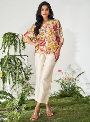 Multicolour floral print top and pant co-ord set 1