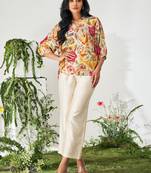 Multicolour floral print top and pant co-ord set