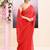 Women's red self sequins embellished cotton blend jamdani saree