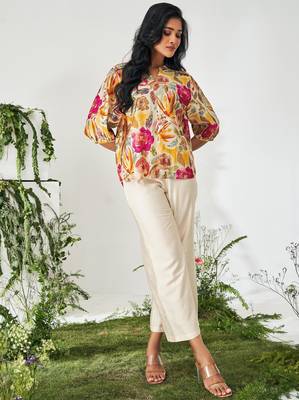 Multicolour floral print top and pant co-ord set 2