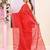 Women's red self sequins embellished cotton blend jamdani saree
