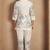 White pure cotton floral printed co-ord set for women