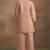 Women's peach embroidered flared roman silk co-ord set