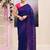 Women's blue sequins embellished cotton blend jamdani saree