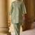 Women's green embroidered roman silk co-ord set