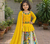 Kediya Style Foux Georgette Embroidery And Digital Printed Yellow Readymade Lehenga Choli